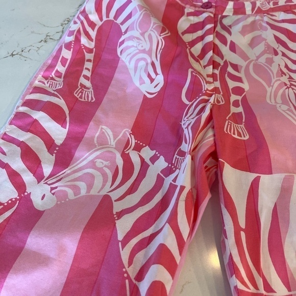 Vintage Lilly Pulitzer Pink Zebra Ankle Pants Flat Front / 4 - Picture 8 of 13